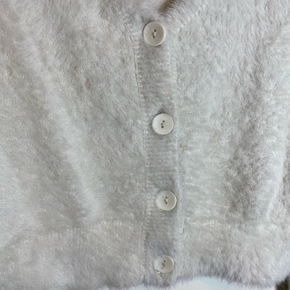 Aerie White Faux-Fur Cardigan Small Cropped EUC - Picture 4 of 11